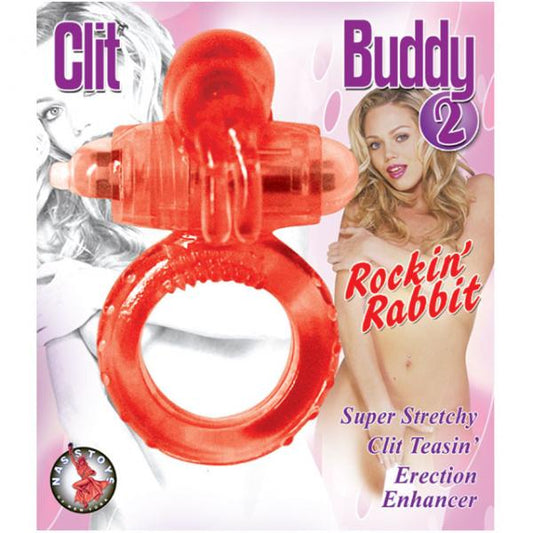 Clit Buddy 2 Rockin Rabbit Cock Ring Red