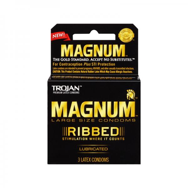 Trojan Magnum Ribbed Latex Condoms 3 Pack