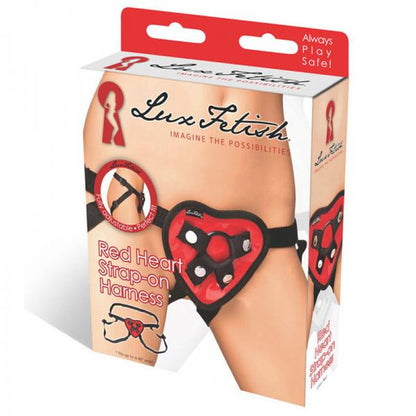 Lux Fetish Red Heart Strap On Harness O/S