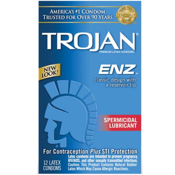 Trojan Condom Enz With Spermicidal Lubricant 12 Pack